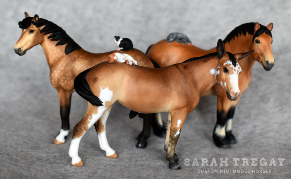 Three Sarah Tregay Custom Stablemates with Cats